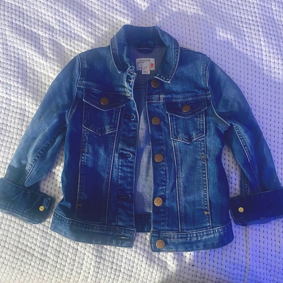 J Crew Crewcuts Jean Jacket Size 4T 5T Girls Blue Button EUC Coat Light Toddler - Picture 1 of 4
